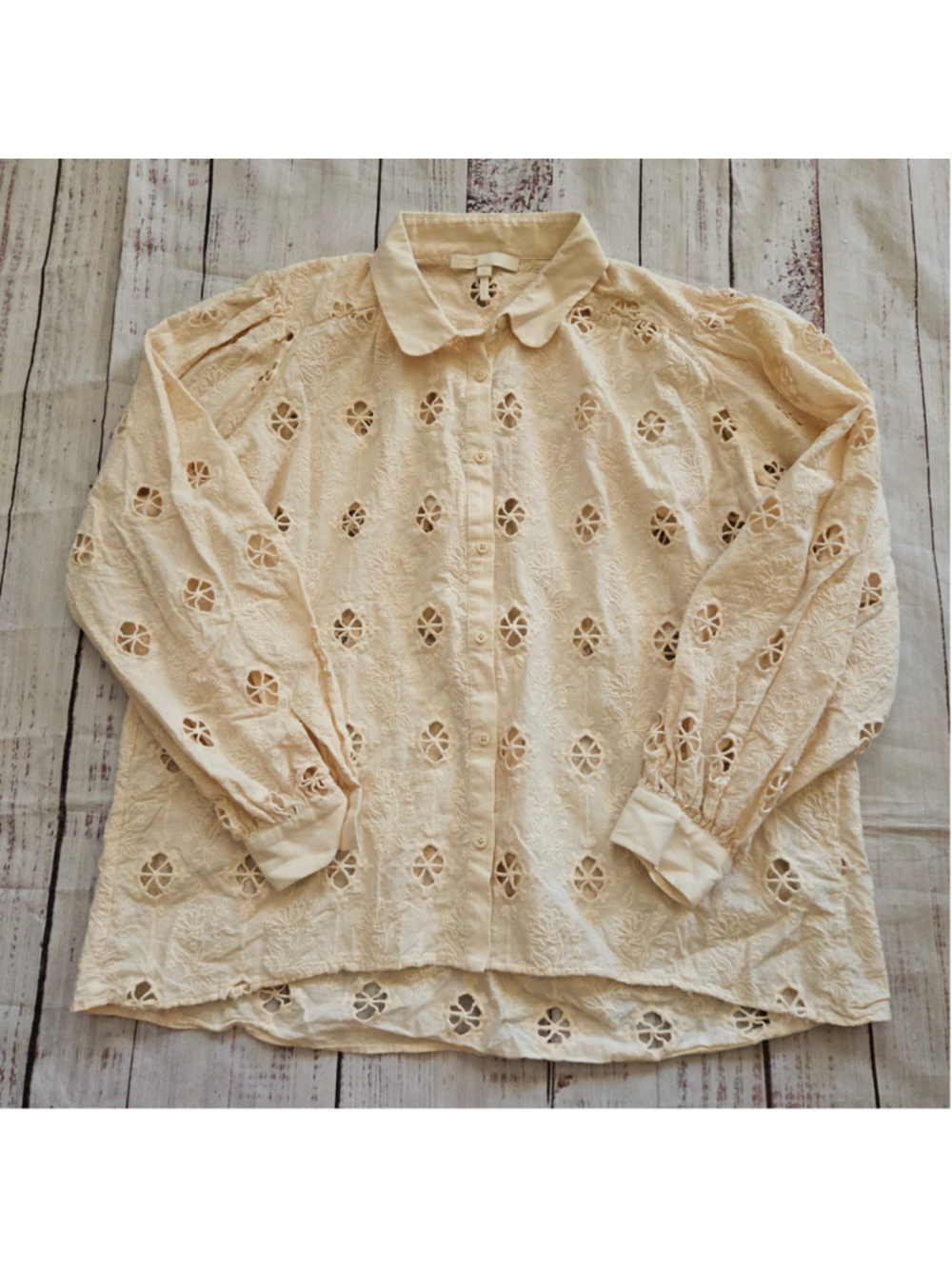 Maje Caleen Embroidered Broderie Anglaise Open Cotton Blouse Collared 2